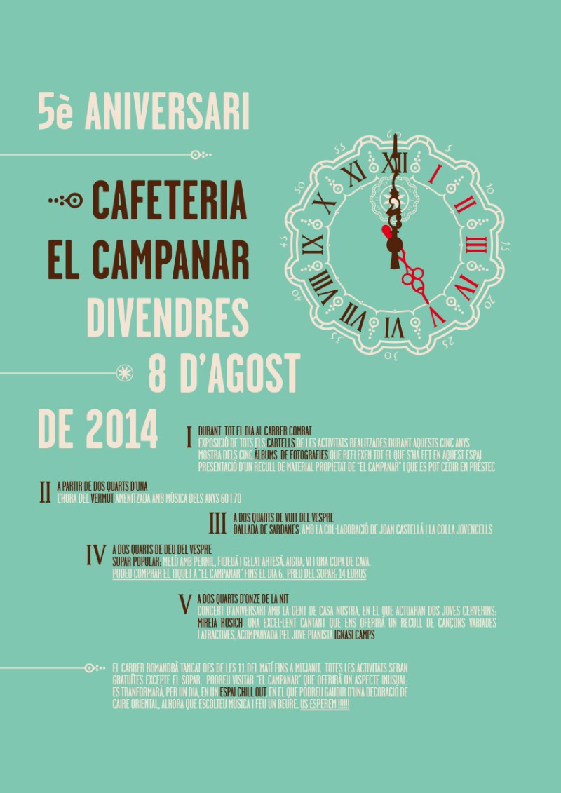 cartell rellotge 5è aniversari